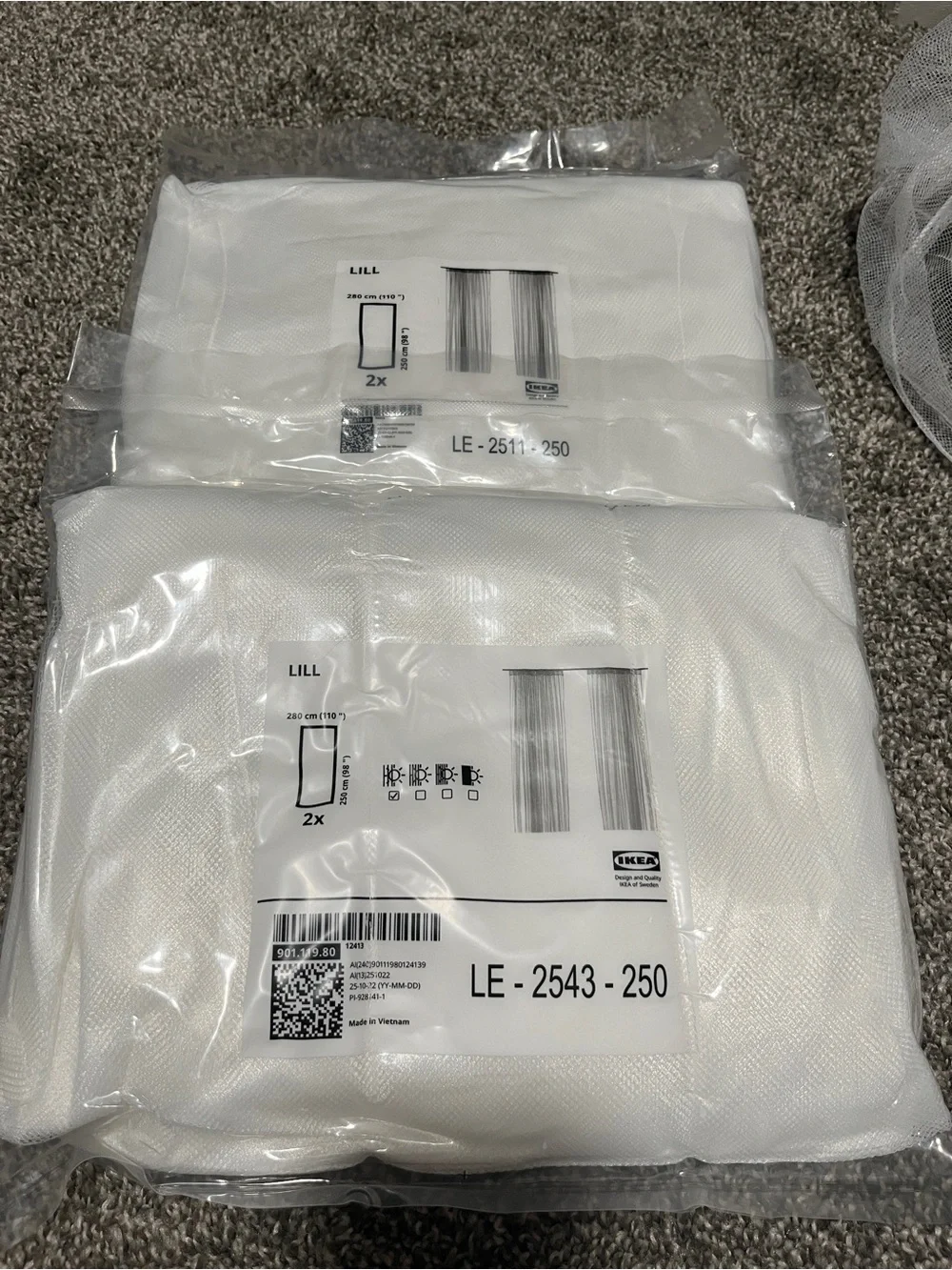 IKEA LILL Sheer Curtain Panels in White - 2 Pack
